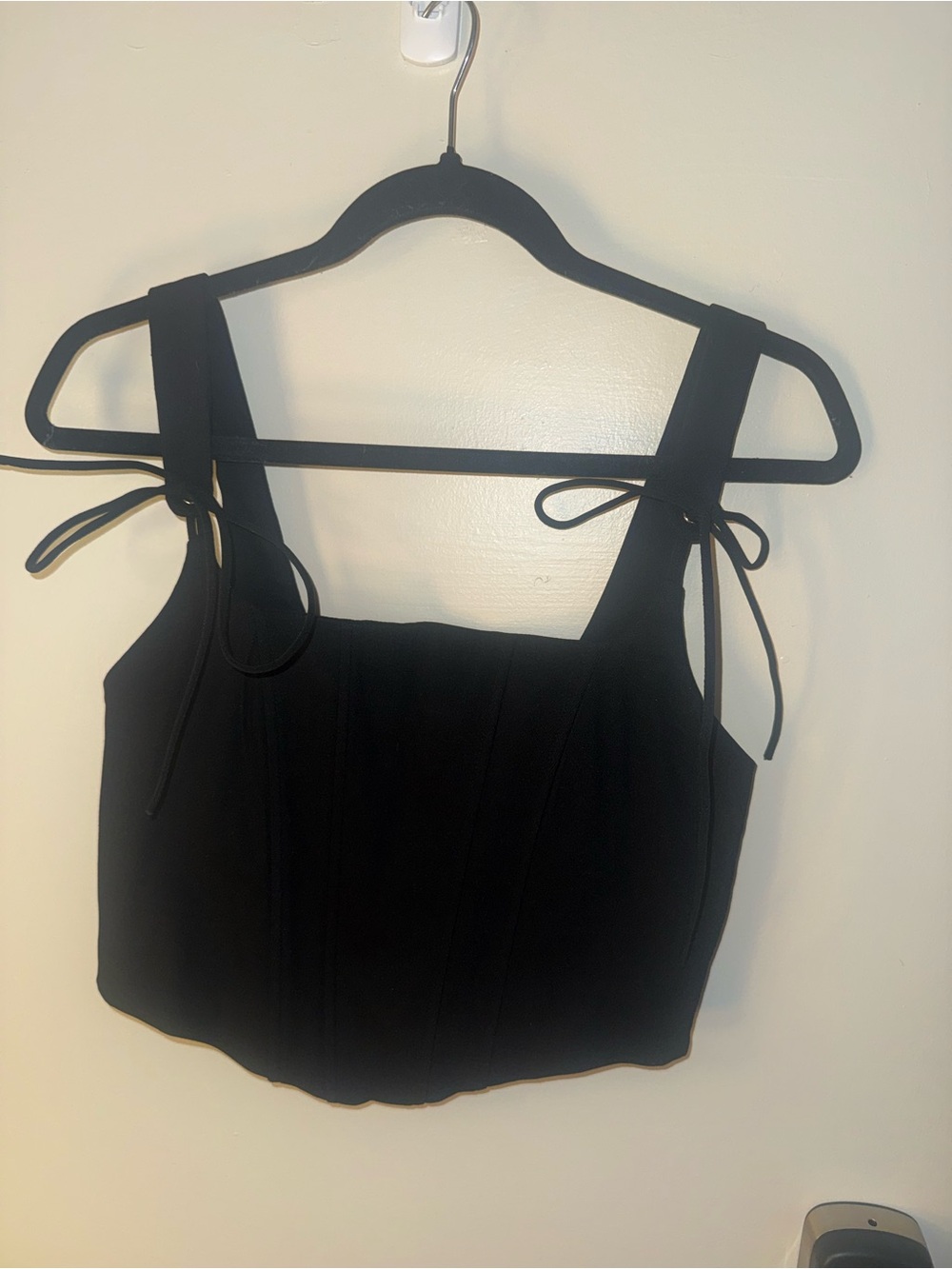 Edikted Black Tie-Shoulder Cropped Bustier Top